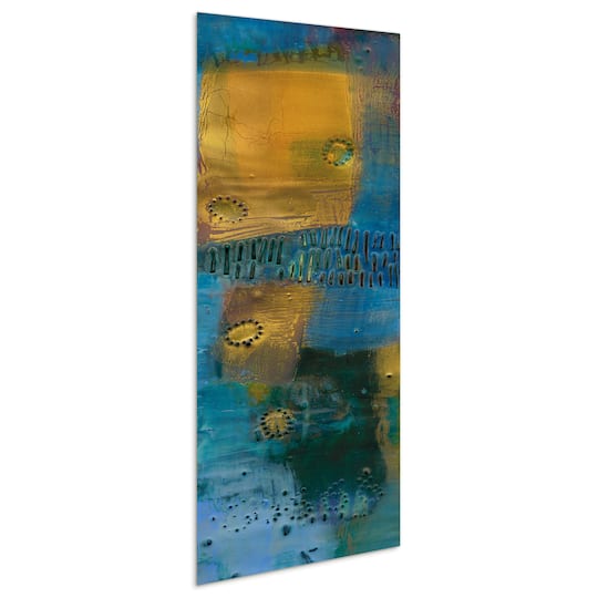 Empire Art Direct 24" x 63" Reedy Blue I Free Floating Reverse Tempered Glass Wall Art